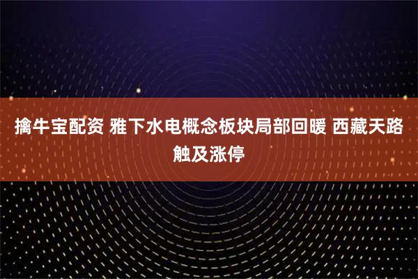 擒牛宝配资 雅下水电概念板块局部回暖 西藏天路触及涨停